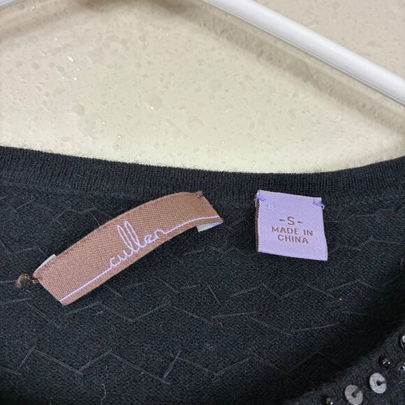 Cullen Sequined Cashmere Wool Lightweight Cardigan Sz Small Glam Minimalist - Picture 4 of 6